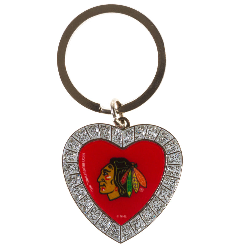 Chicago Blackhawks Rhinestone Heart Key Chain