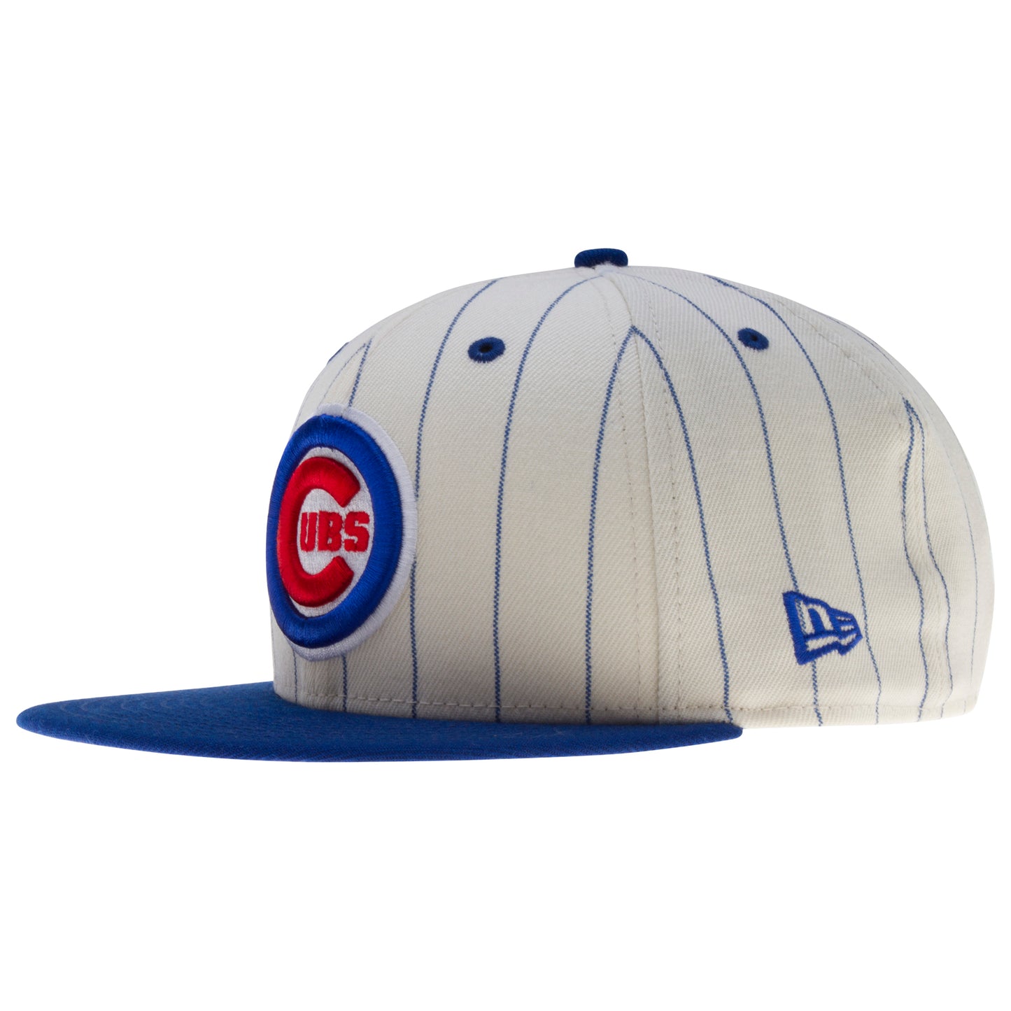 Chicago Cubs White and Royal Pinstripe Bullseye Logo and W Flag Snapback Hat