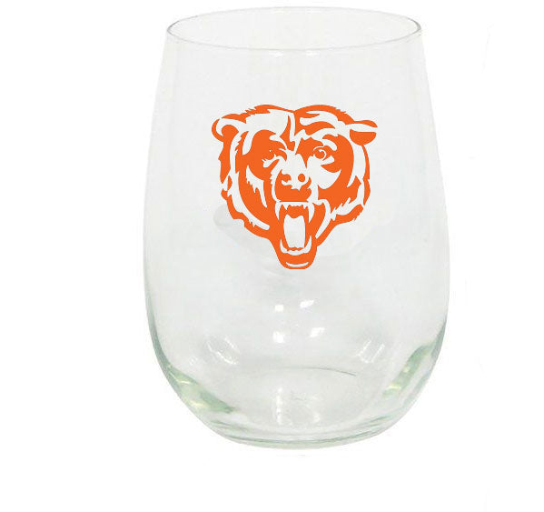 Chicago Bears Clear 20 Oz Stemless Wine Glass