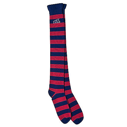 Chicago White Sox Women's Navy and Red Striped Thigh High Socks with Batterman Logo by For Bare Feet