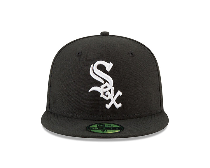Chicago White Sox Black Fitted Primary Logo Fitted Flat Bill Hat