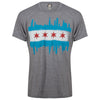 Chicago Men's Grey Bleeding Skyline Chicago Flag Tri-Blend Tee