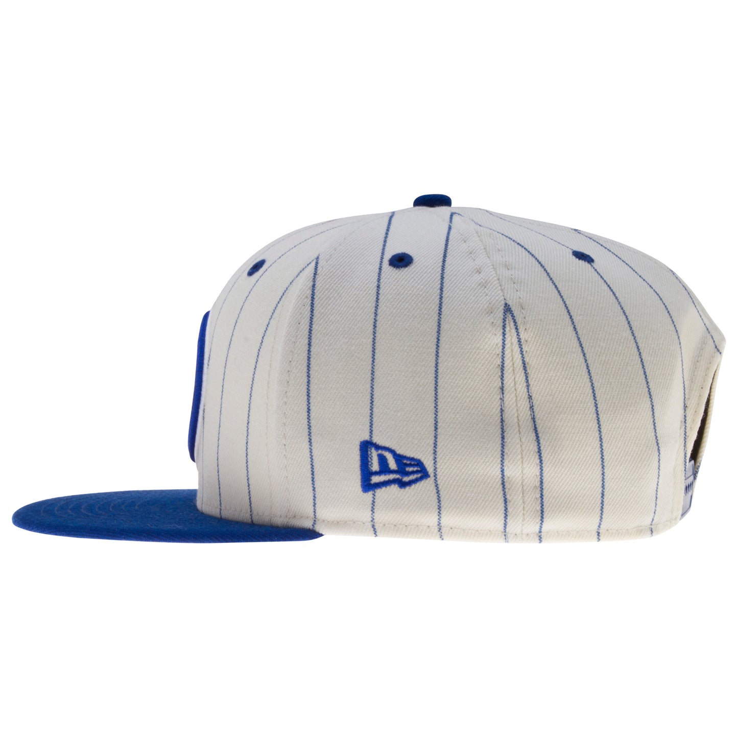 Chicago Cubs White and Royal Pinstripe Bullseye Logo and W Flag Snapback Hat