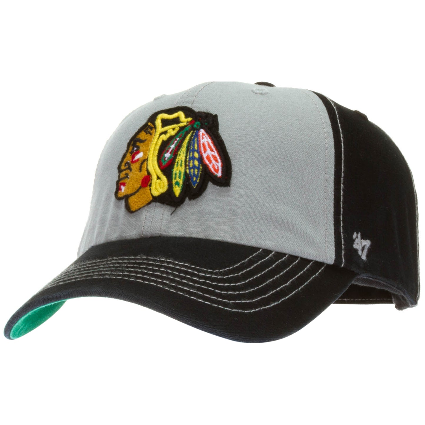 Chicago Blackhawks Black and Grey Primary Logo Adjustable Hat