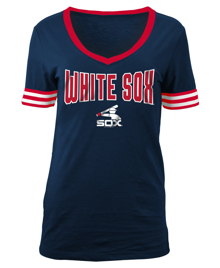 Chicago White Sox Women's Navy w/ Red and White Trim V-Neck w/ Batterman Tee