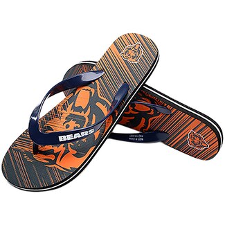 Chicago Bears Unisex Fade Stripes Flip Flops with Bear Face Logo by Forever Collectibles