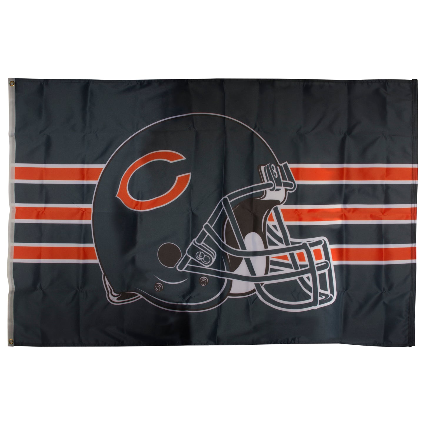 Chicago Bears Navy and Orange and White Stripes Helmet Logo 3' x 5' Flag