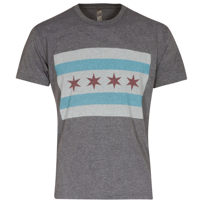 Chicago Men's Grey Triblend Flag Tee