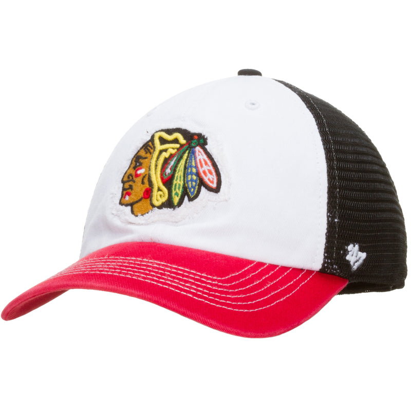 Chicago Blackhawks Red, White, and Black Mesh One-Size-Stretch Fitted Hat