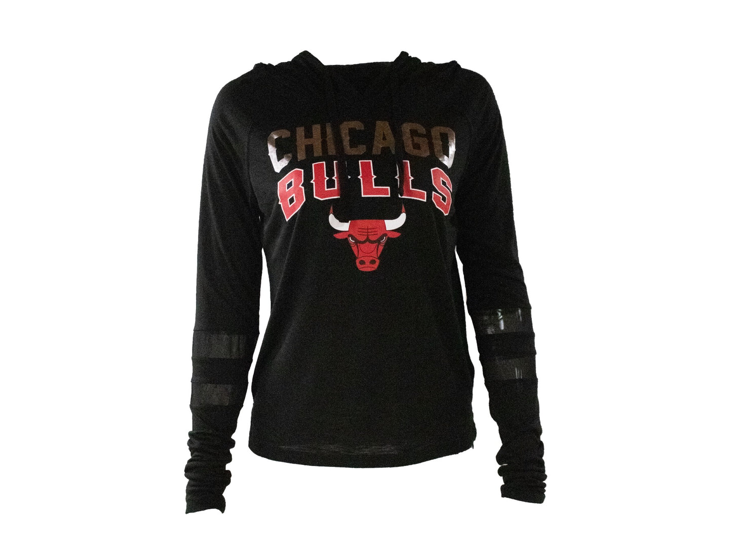 Chicago Bulls Women's  Black Slub Jersey Pullover Hood w/ Mesh