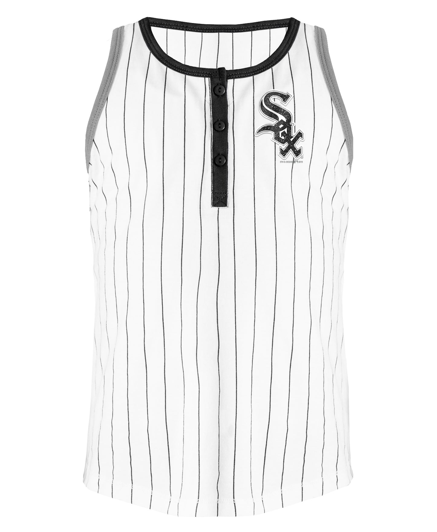 Chicago White Sox Youth Pinstripe Racer Back w Black Binding & Current Logo Tank