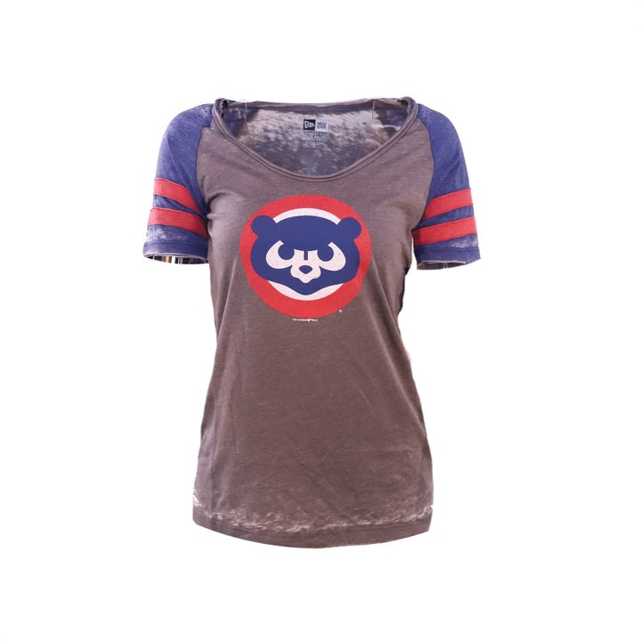 Chicago Cubs Pinstripe Royal Scoop Women's T-Shirt - Clark Street