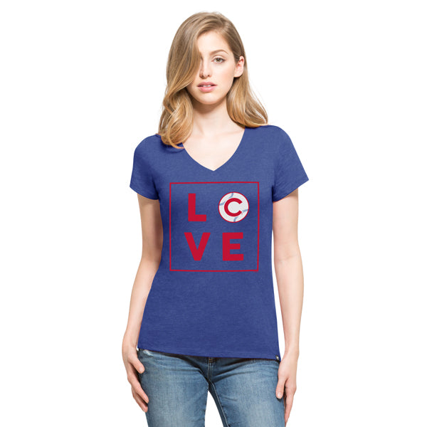 G-III Chicago Cubs Ladies Fair Catch V-Neck T-Shirt Small