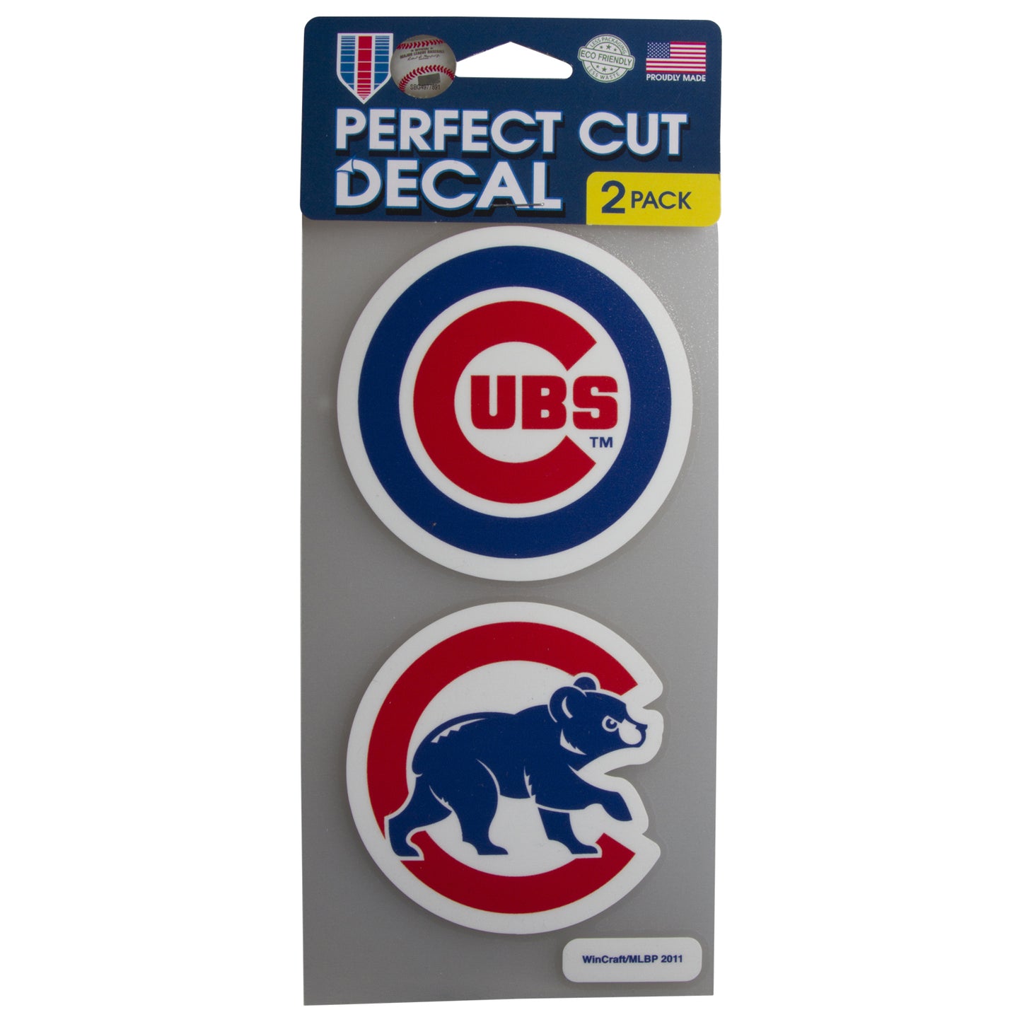 Chicago Cubs 4"x4" Bullseye Logo & Crawl Bear Logo Die Cut Decal 2-Pack