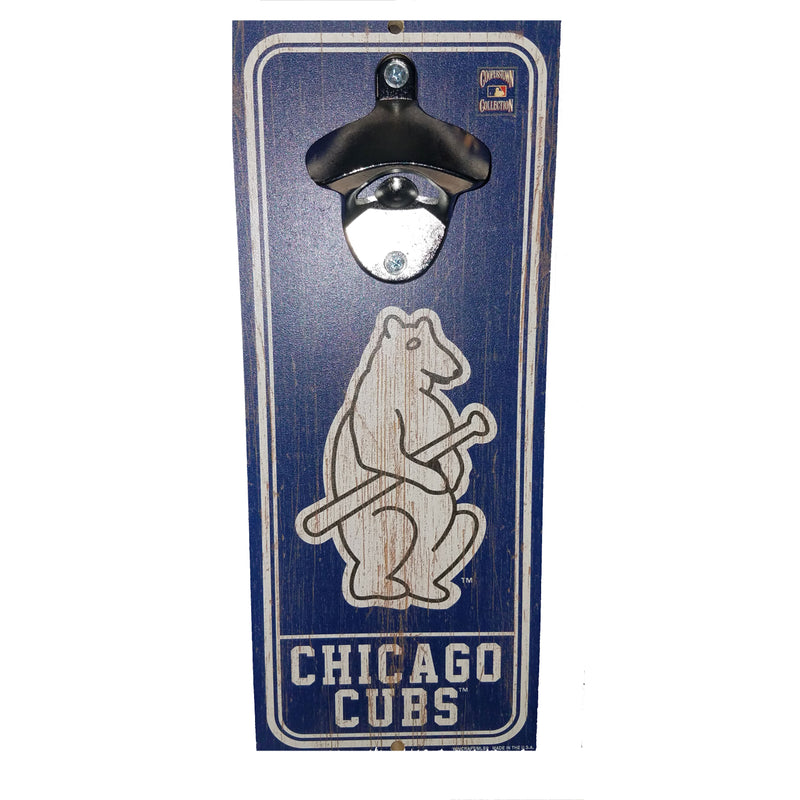 Chicago Cubs Navy 1914 Bottle Opener Wood Sign