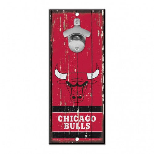 Chicago Bulls Bottle Opener Wood Sign
