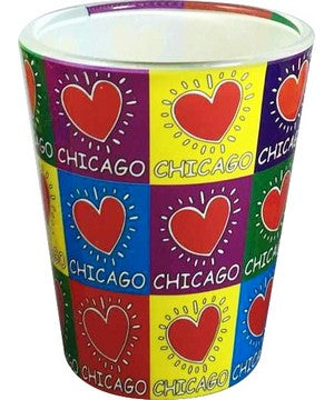 Chicago Heart Stamp Shot Glass