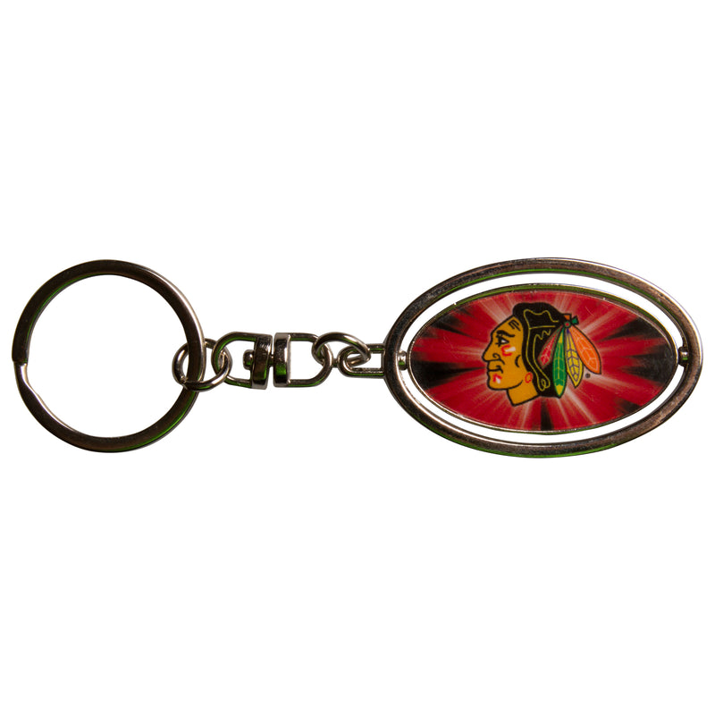 Chicago Blackhawks Oval Spinner Keychain