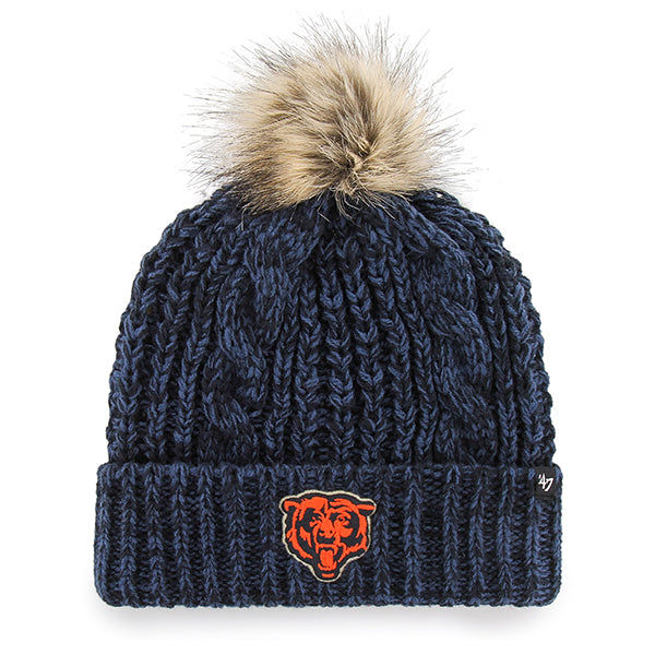 Chicago Bears Navy Meeko Cuff Knit w/ Faux Fur Pom & Bear Head