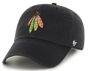 Chicago Blackhawks Feathers Black Adjustable Clean Up Cap - Adult