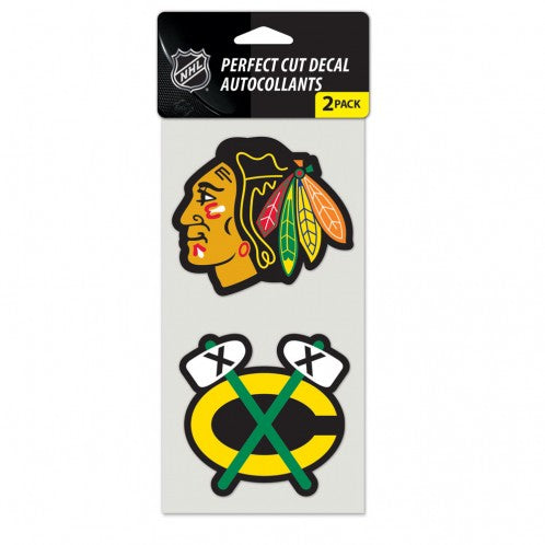 Chicago Blackhawks 2 pack 4"x4" Perfect Cut Decal