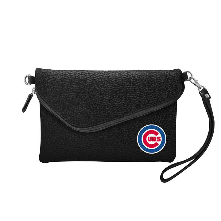 Chicago Cubs Black Pebble Fold Over Purse