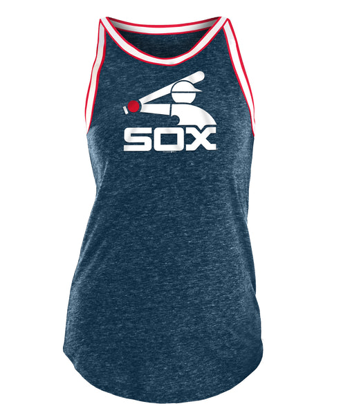 Chicago White Sox Women's Sox Pinstripe w/ Navy/Red Trim and Batterman Logo  Tank