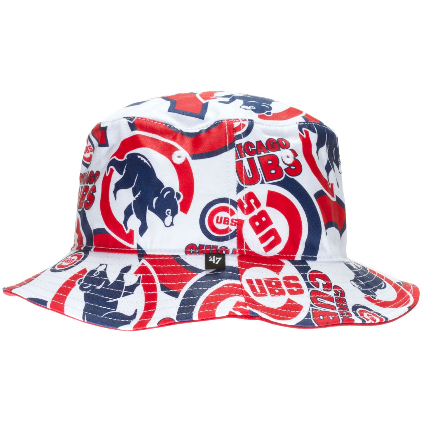 Chicago Cubs White Multi-Logo Sublimated Design Bucket Hat
