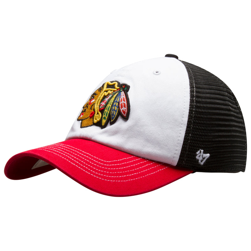 Chicago Blackhawks Tri-Color Primary Logo Mesh Back Flex Fit Hat