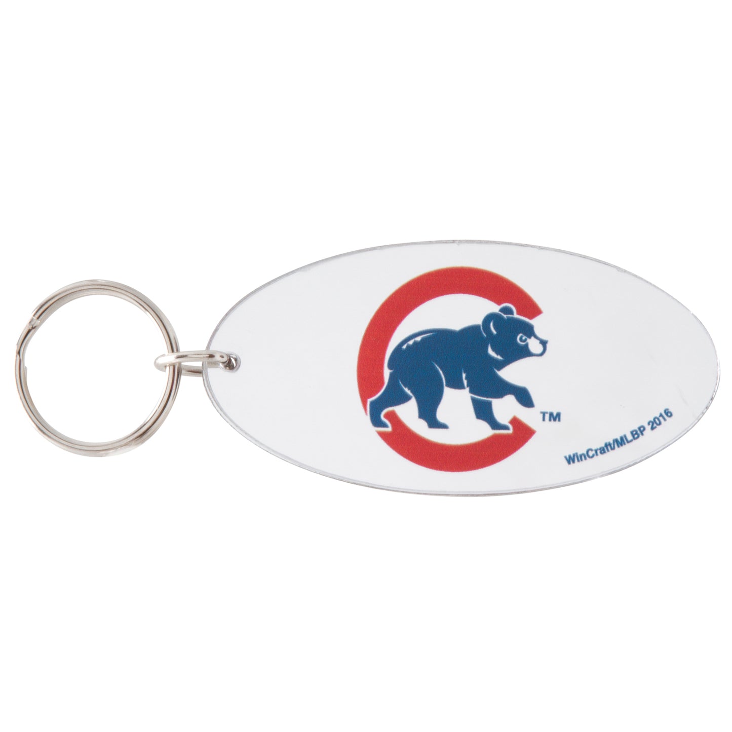 Chicago Cubs Oval Crawl Bear Logo Mirrored Keychain