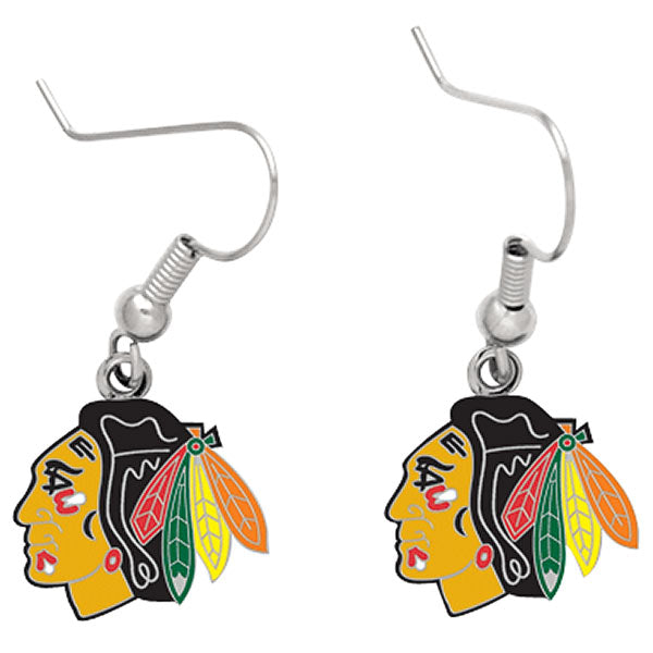 Chicago Blackhawks Logo Dangle Earrings
