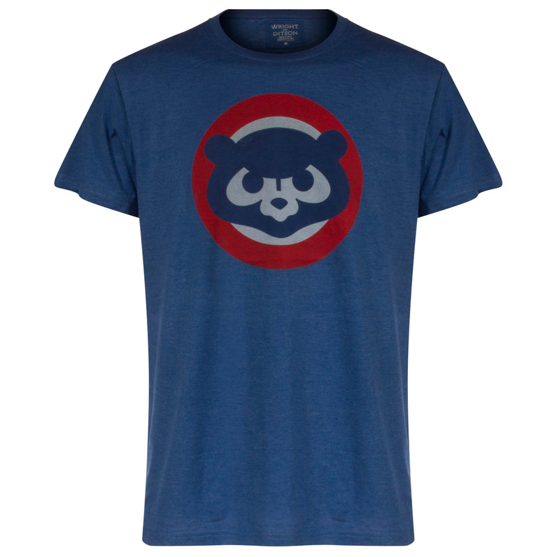 Chicago Cubs Men's Heather Royal Faded 1980's Cub Face Logo Ballpark Tee