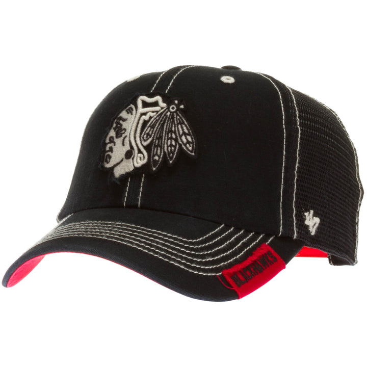 Chicago Blackhawks Black Mesh Back Primary Logo Adjustable Hat