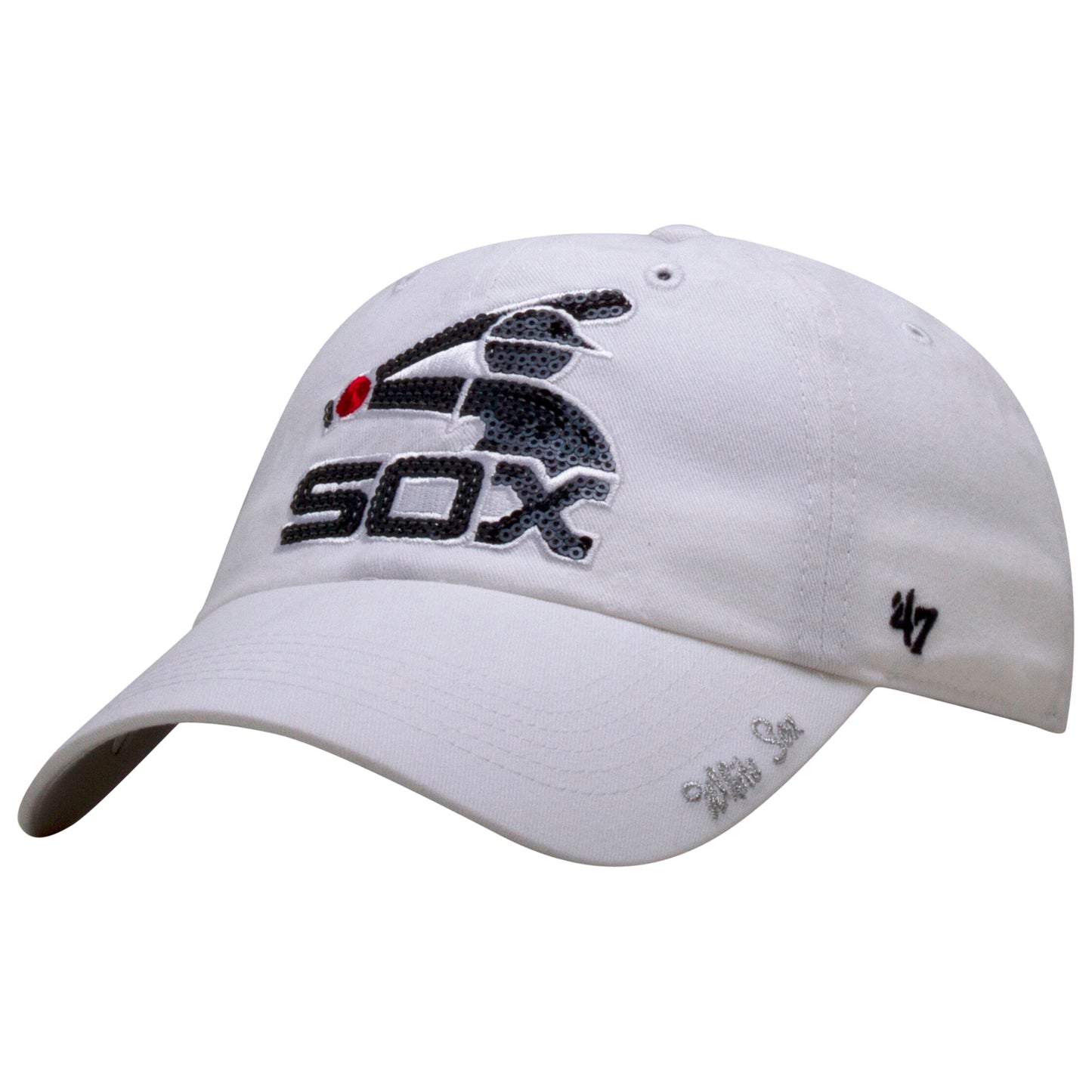 Chicago White Sox Women's White Batterman Bling Adjustable Hat