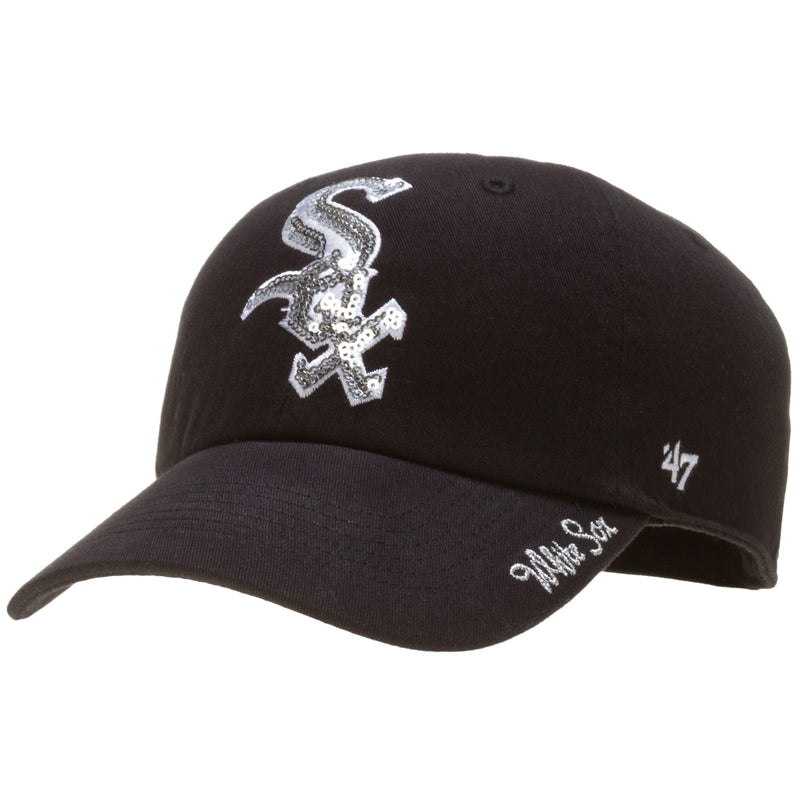 Chicago White Sox Womens Black Sparkle Logo Adjustable Hat