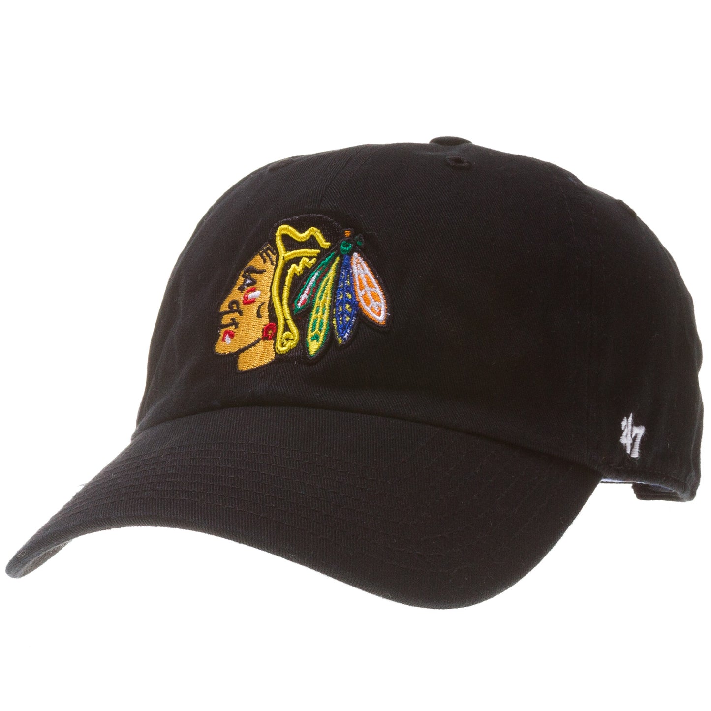 Chicago Blackhawks Black Indian Head Logo Adjustable Clean-Up Hat