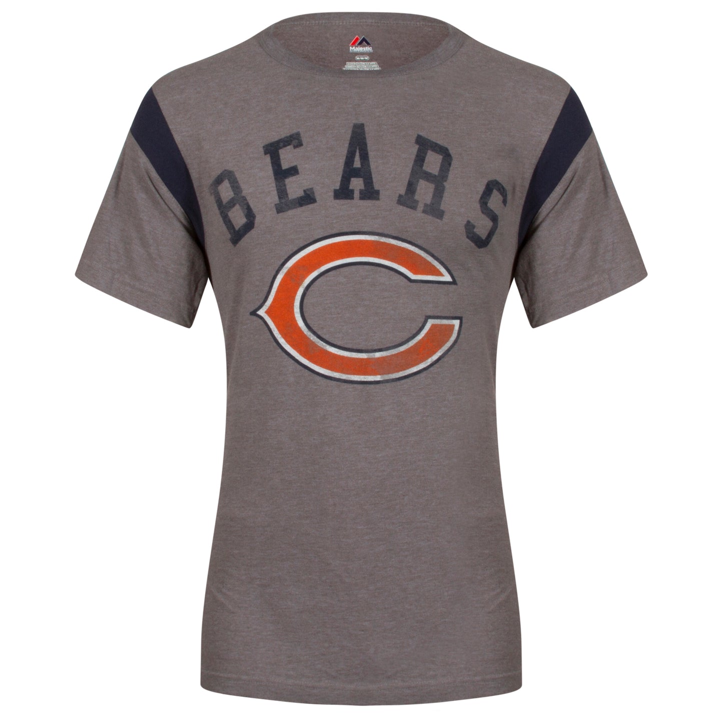 Chicago Bears Men's Gray with Navy Shoulders "C" Logo Tee-Shirt