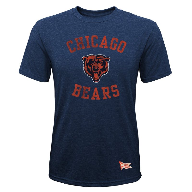 Chicago Bears Youth Navy Bearhead Gym Class Tri-Blend Tee