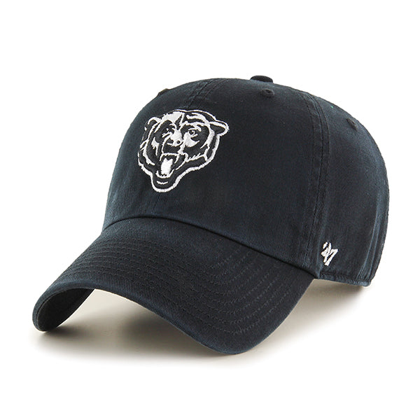Chicago Bears Logo Black and White '47 Clean Up Adjustable Hat