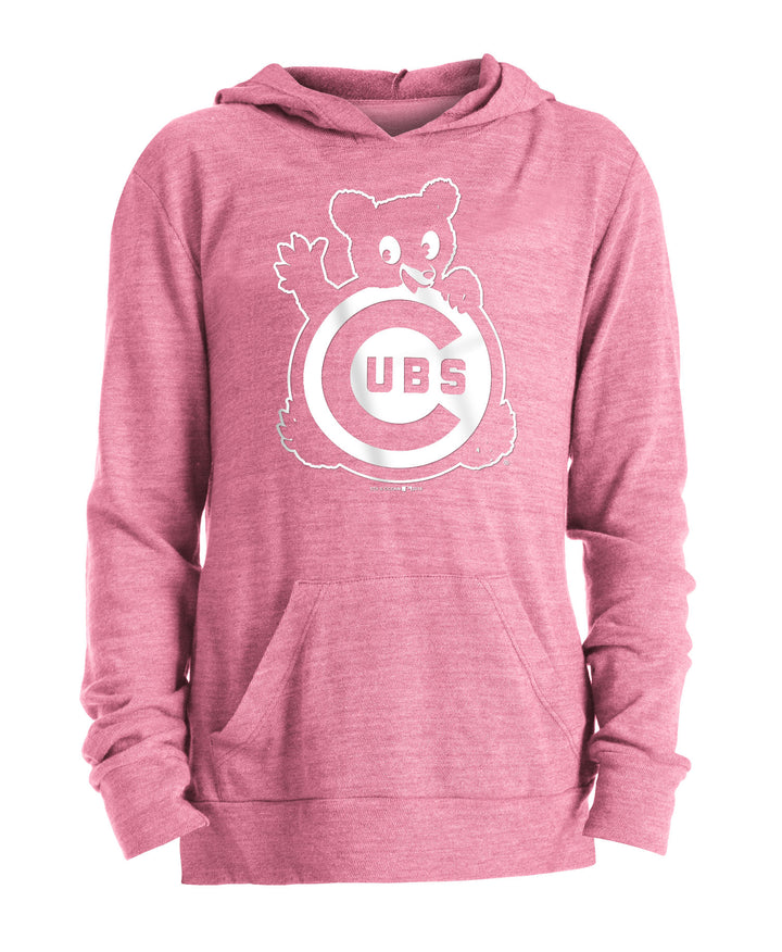 Chicago Cubs Youth Pink Tri-blend Waving Bear Pullover Hood - Clark Street  Sports