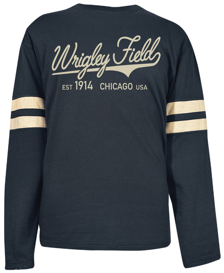 Wrigley Field Men's Navy Stripe Long Sleeve Tee - Clark Street Sports