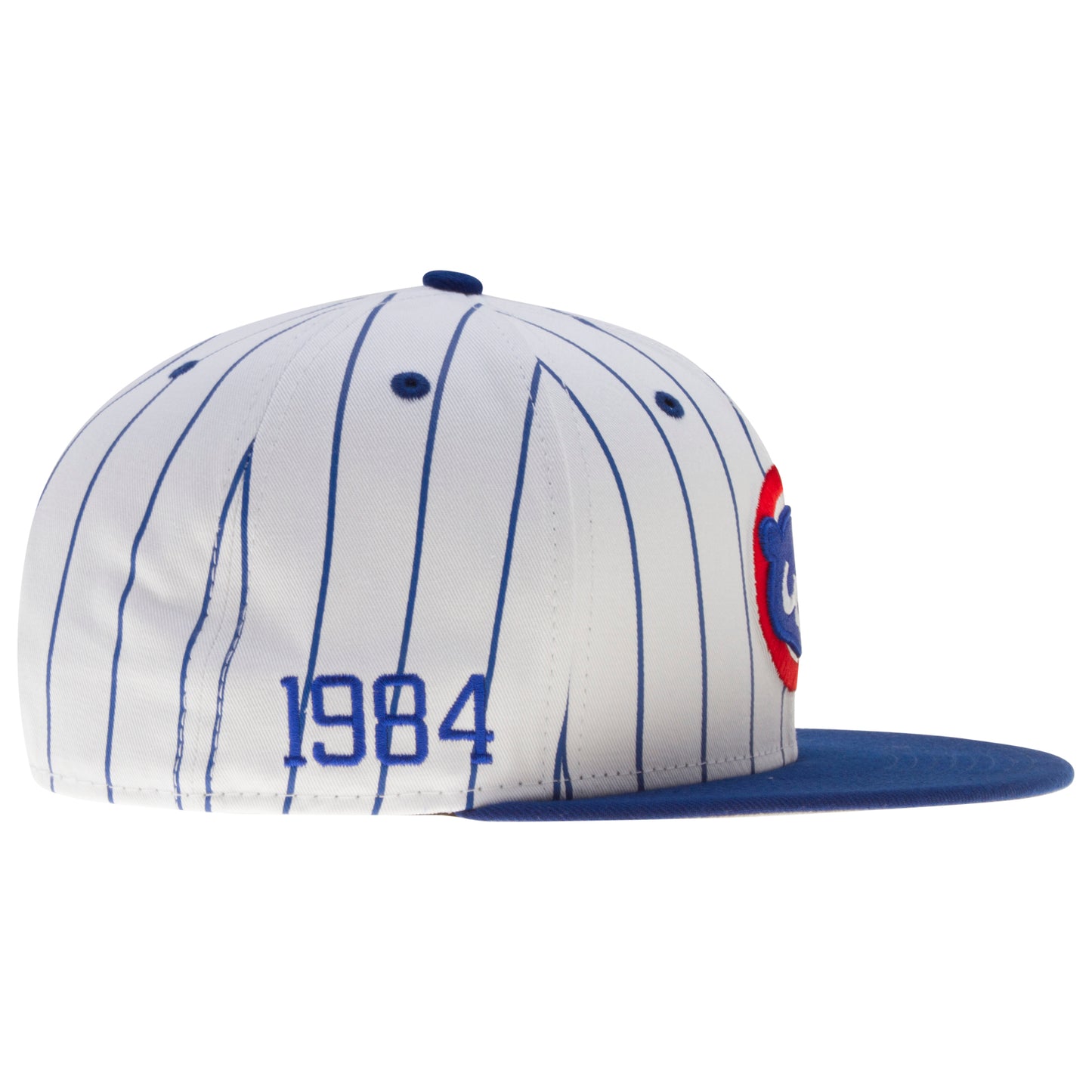 Chicago Cubs White and Royal Pinstripe 1984 Cub Face Logo Snapback Hat