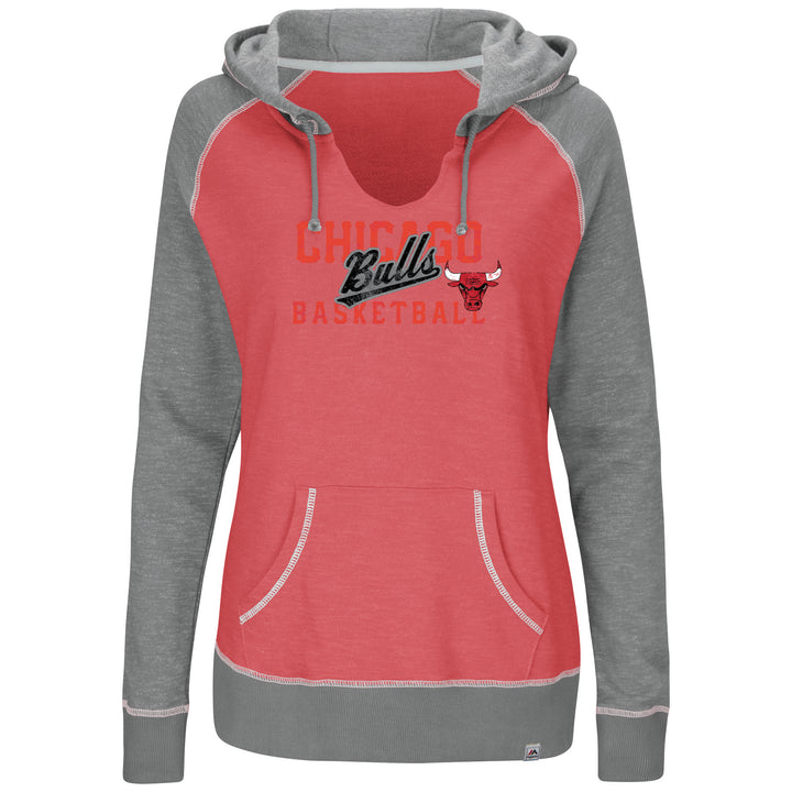 Chicago Bulls Put in the Time Red and Gray Split Neck Hoodie