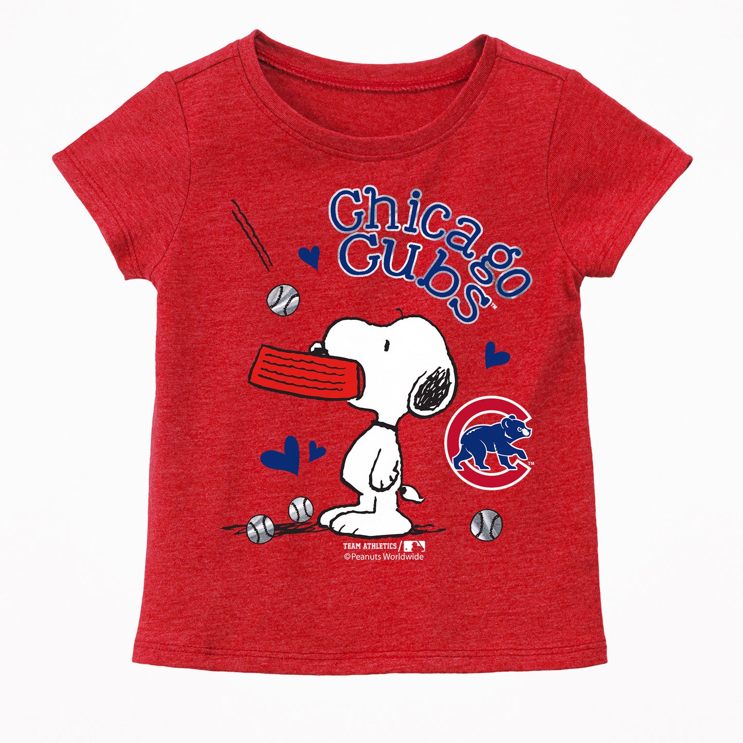 Chicago Cubs Toddler Red Girls Snoopy Peanut Tee