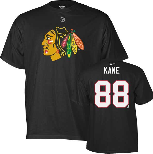 Chicago Blackhawks Patrick Kane Youth Size Player Name & Number T-Shirt Black by Reebok