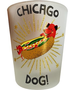 Chicago Hot-Dog Glitter Shot Glass