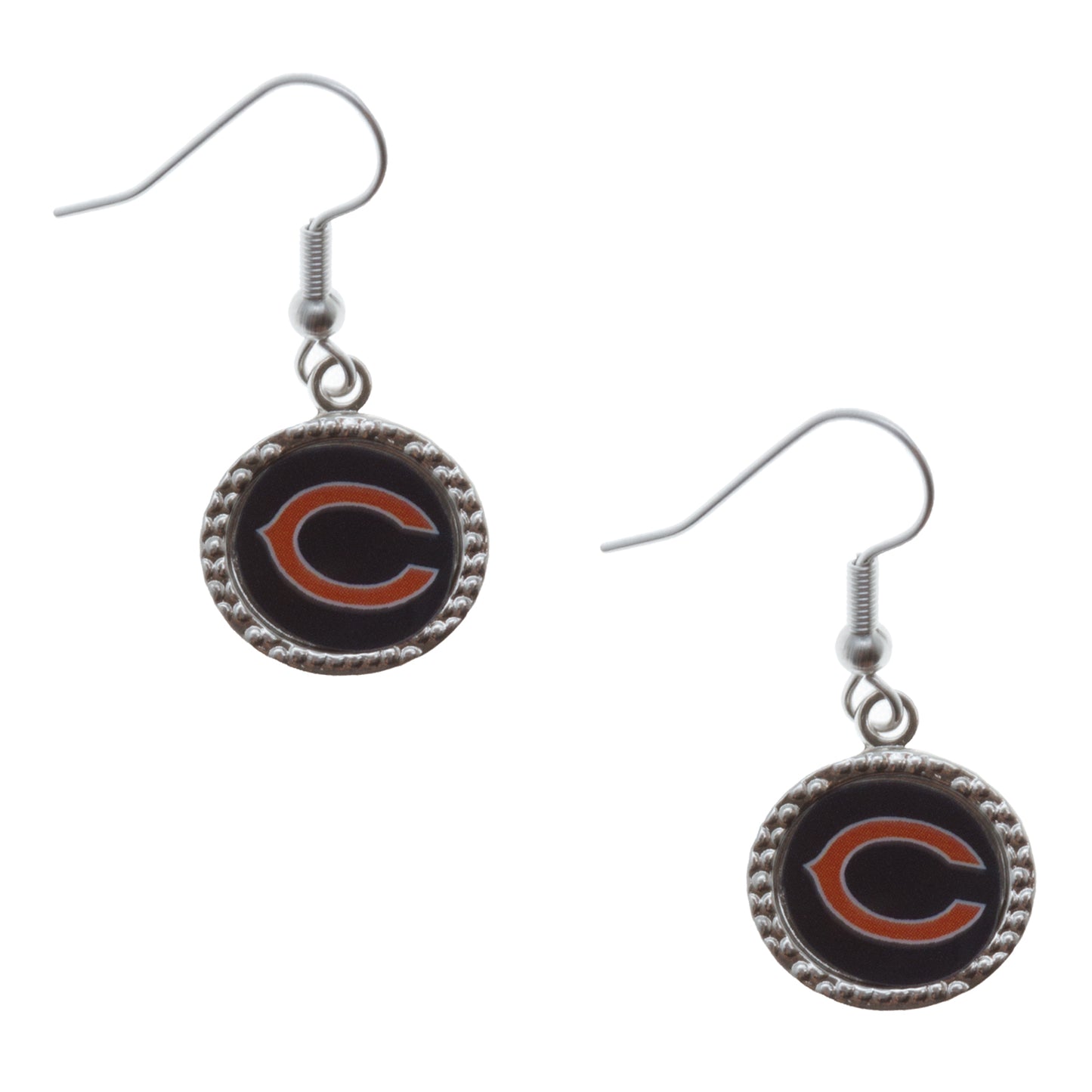 Chicago Bears Round Pendant "C" Logo Dangle Earrings